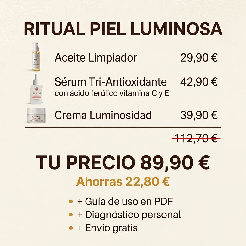 Ritual Piel Luminosa — Aceite Desmaquillante + Sérum Vitamina C + Crema Iluminadora